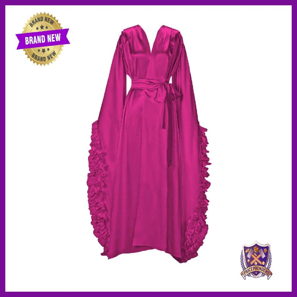 Long Satin Kimono Robe For Maternity Photoshoot Bridal Sleepwear